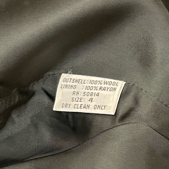 Vintage Tahari Gray Blazer Wool Mandarin Collar Size 4 Puff Sleeves - Picture 6 of 8